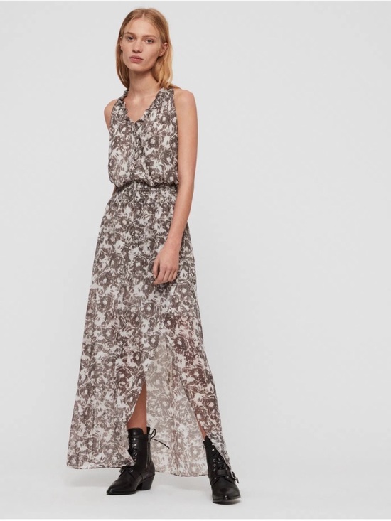 All Saints Dresses & Skirts - All Saints Nylah Rosa Sleeveless Floral Maxi Dress in Gray and White